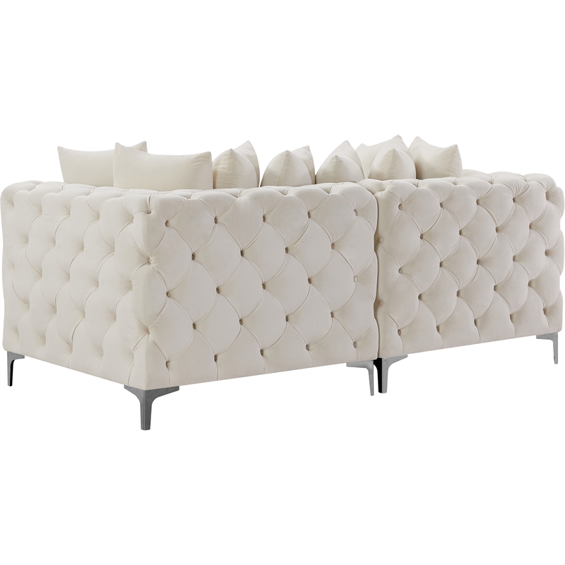 Maklaine Modern / Contemporary Cream Finish Velvet Modular Sofa