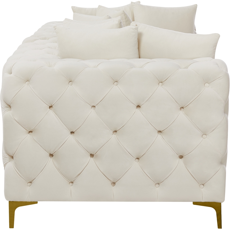 Maklaine Modern / Contemporary Cream Finish Velvet Modular Sofa