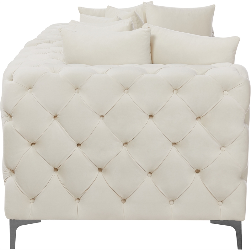 Maklaine Modern / Contemporary Cream Finish Velvet Modular Sofa