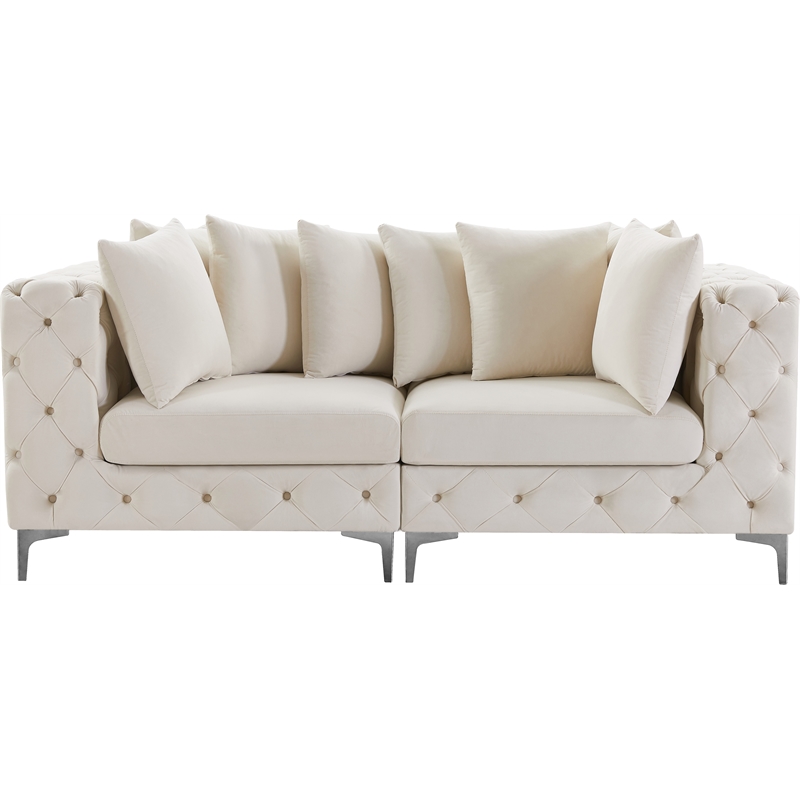 Maklaine Modern / Contemporary Cream Finish Velvet Modular Sofa