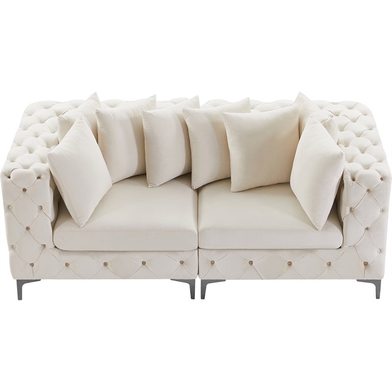 Maklaine Modern / Contemporary Cream Finish Velvet Modular Sofa