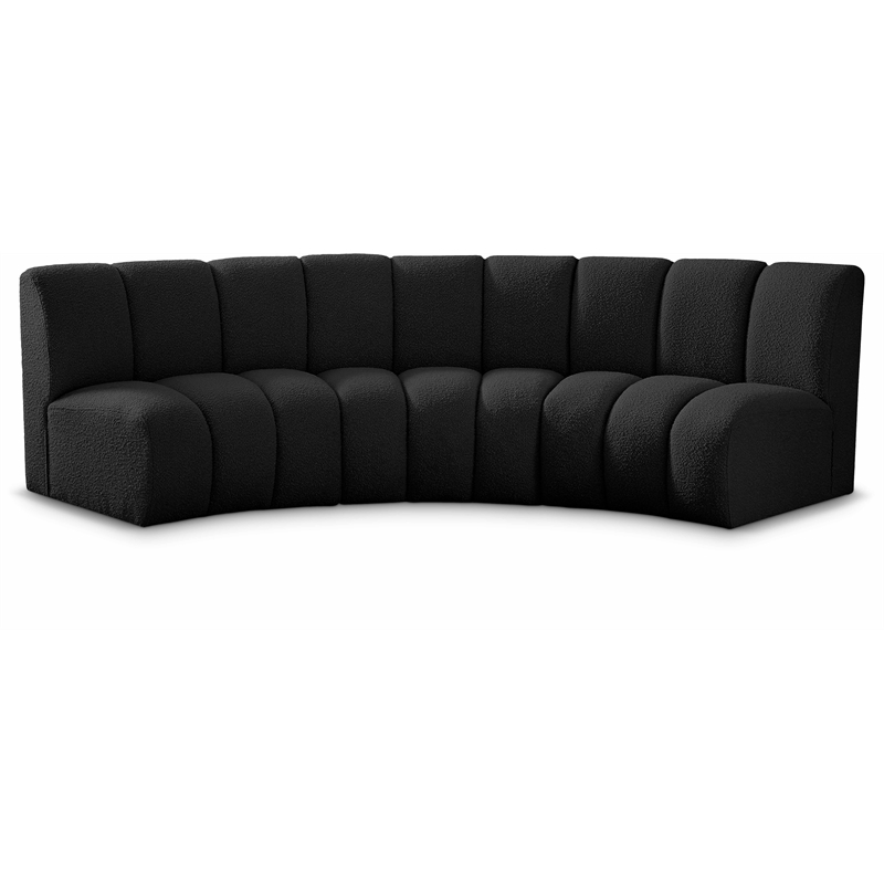 Maklaine Contemporary Black Boucle Fabric 3pc. Modular Sectional