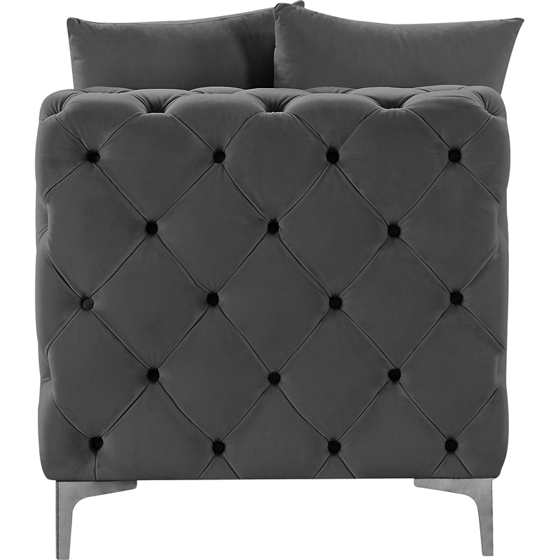 Maklaine Modern / Contemporary Grey Finish Velvet Armless Chair