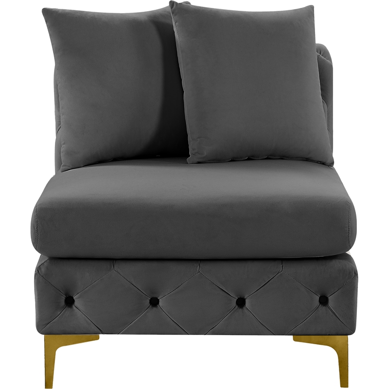 Maklaine Modern / Contemporary Grey Finish Velvet Armless Chair