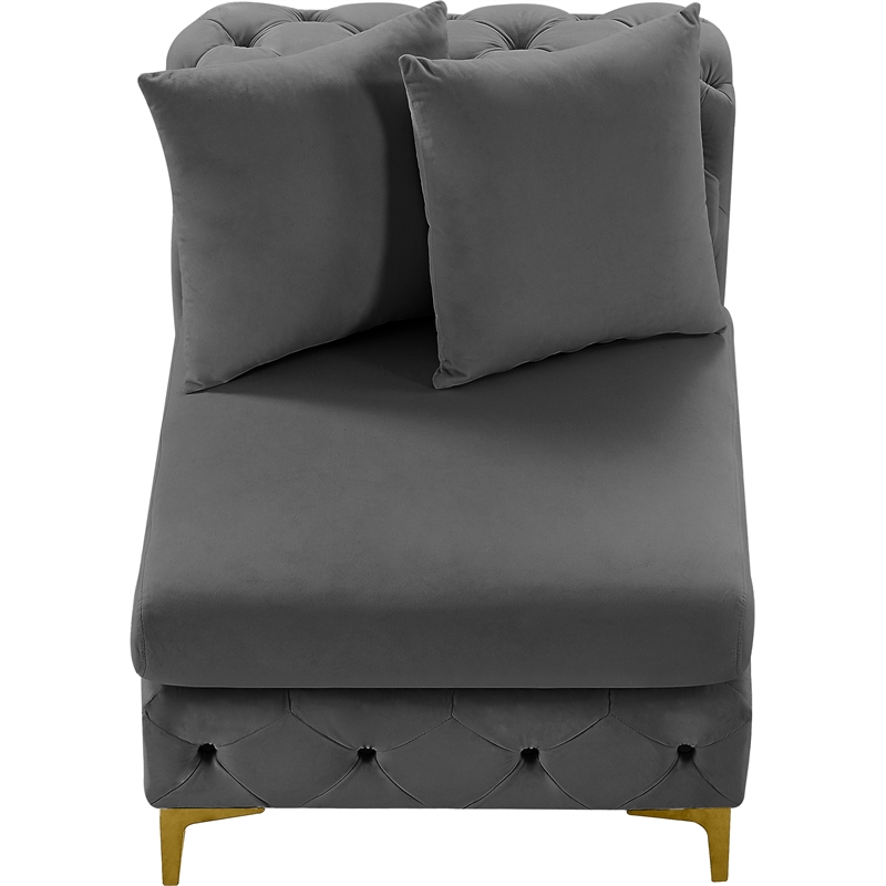 Maklaine Modern / Contemporary Grey Finish Velvet Armless Chair