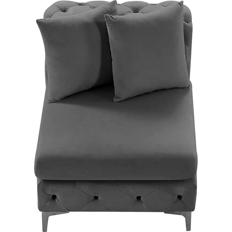 Maklaine Modern / Contemporary Grey Finish Velvet Armless Chair