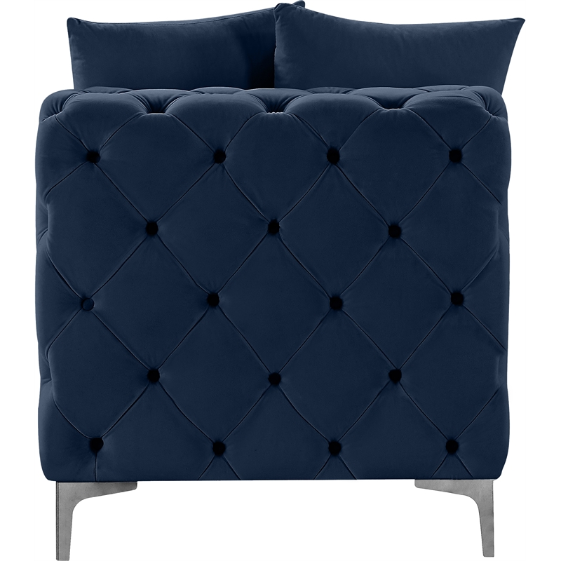 Maklaine Modern / Contemporary Navy Finish Velvet Armless Chair