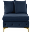 Maklaine Modern / Contemporary Navy Finish Velvet Armless Chair