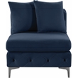 Maklaine Modern / Contemporary Navy Finish Velvet Armless Chair