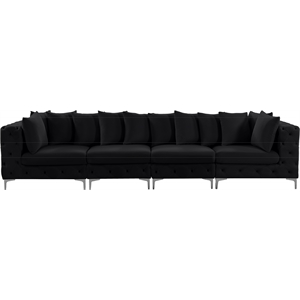 Maklaine Modern / Contemporary Black Finish Velvet Modular Sofa