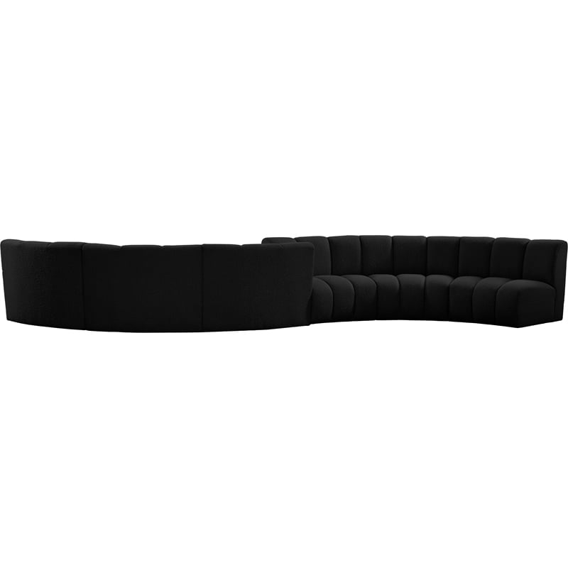 Maklaine Contemporary Black Boucle Fabric 6pc. Modular Sectional