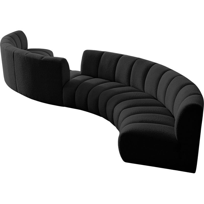Maklaine Contemporary Black Boucle Fabric 6pc. Modular Sectional