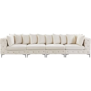 Maklaine Modern / Contemporary Cream Finish Velvet Modular Sofa