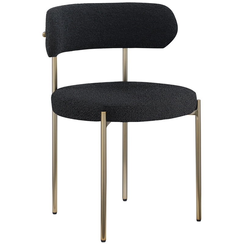 Maklaine Modern / Contemporary Black Boucle Fabric Dining Chair