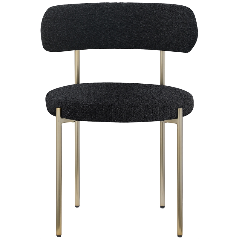 Maklaine Modern / Contemporary Black Boucle Fabric Dining Chair