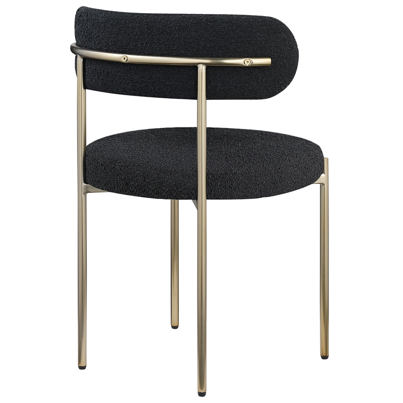 Maklaine Modern / Contemporary Black Boucle Fabric Dining Chair