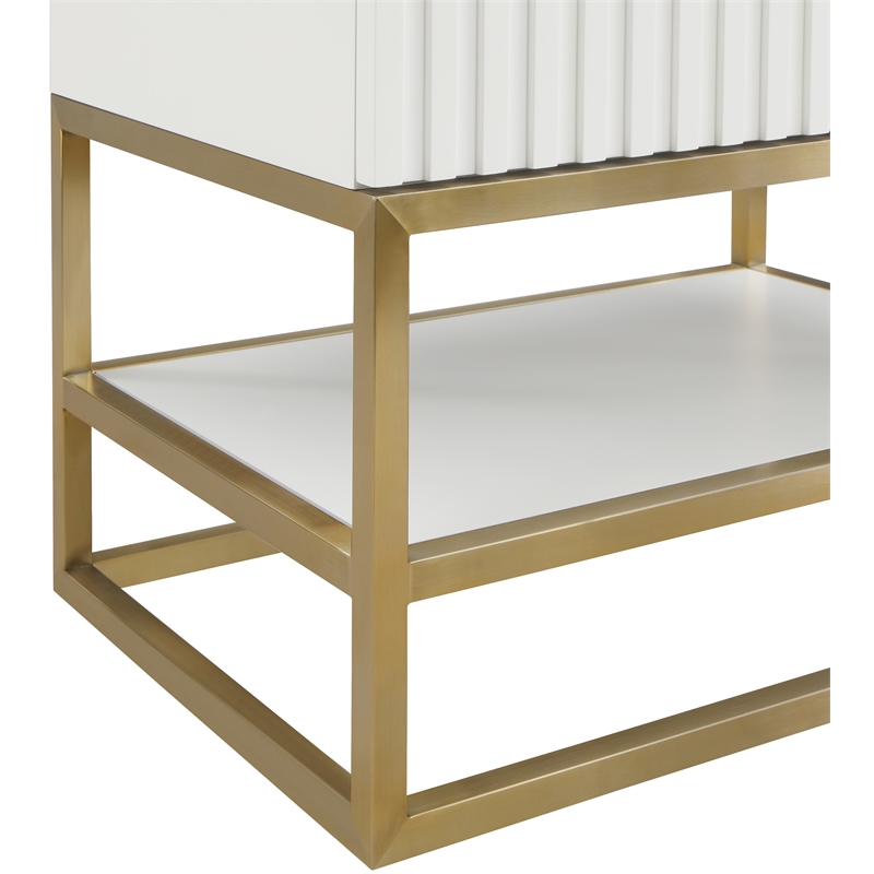 Maklaine Modern / Contemporary Rich White Finish Bathroom Vanity