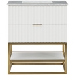 Maklaine Modern / Contemporary Rich White Finish Bathroom Vanity