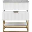 Maklaine Modern / Contemporary Rich White Finish Bathroom Vanity