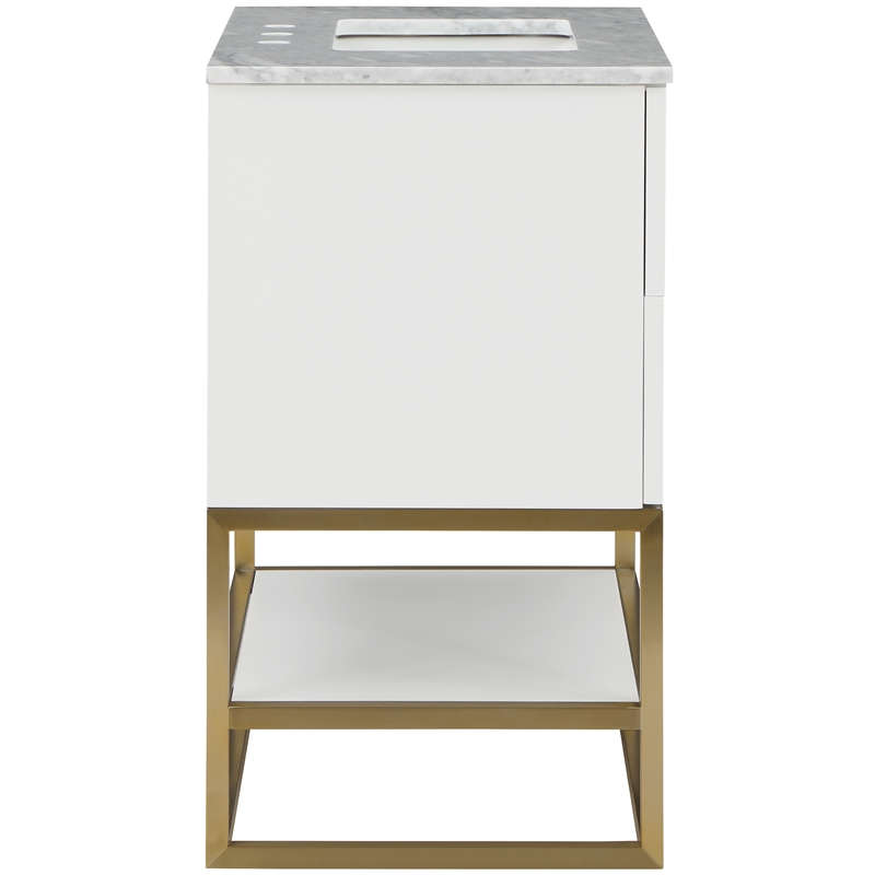 Maklaine Modern / Contemporary Rich White Finish Bathroom Vanity