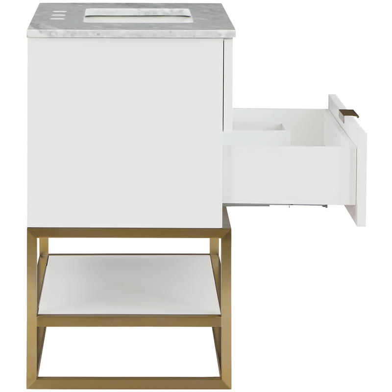 Maklaine Modern / Contemporary Rich White Finish Bathroom Vanity