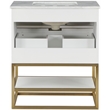 Maklaine Modern / Contemporary Rich White Finish Bathroom Vanity