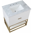 Maklaine Modern / Contemporary Rich White Finish Bathroom Vanity