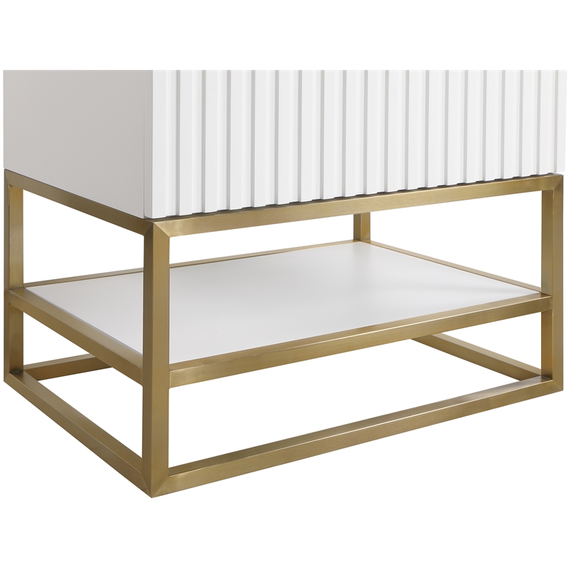 Maklaine Modern / Contemporary Rich White Finish Bathroom Vanity