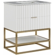 Maklaine Modern / Contemporary Rich White Finish Bathroom Vanity