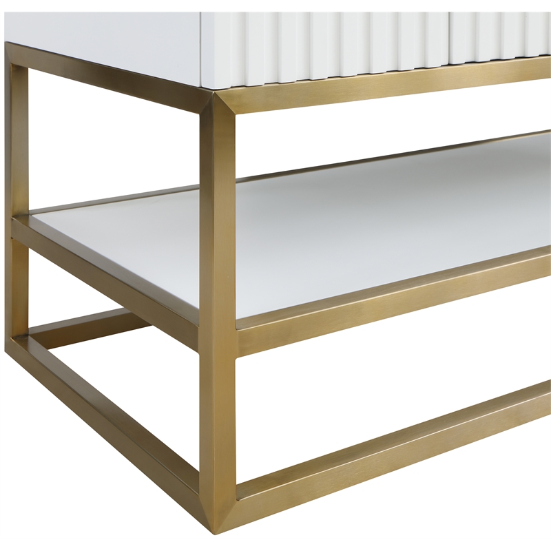 Maklaine Modern / Contemporary Rich White Finish Bathroom Vanity