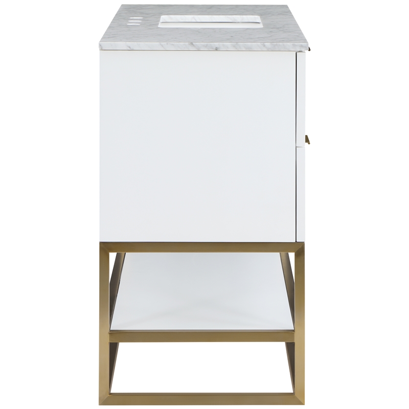 Maklaine Modern / Contemporary Rich White Finish Bathroom Vanity