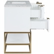 Maklaine Modern / Contemporary Rich White Finish Bathroom Vanity