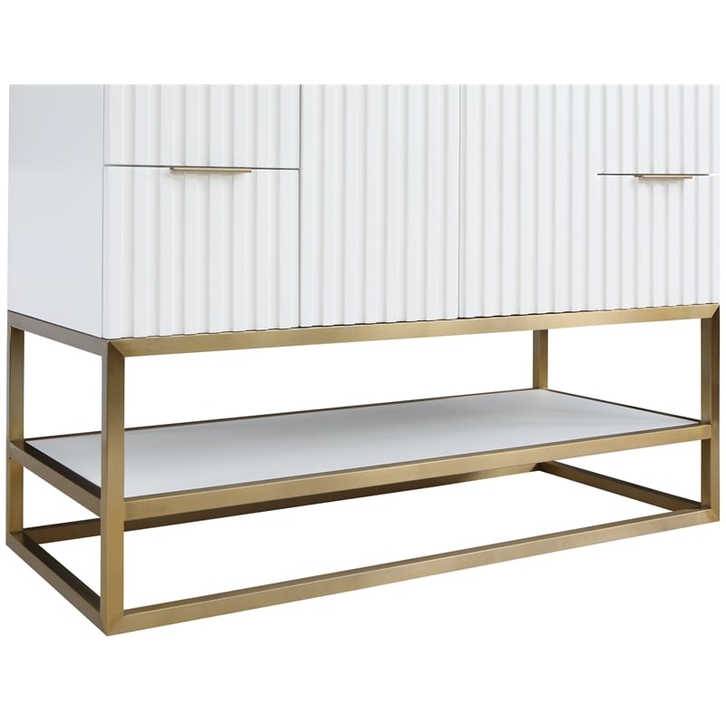 Maklaine Modern / Contemporary Rich White Finish Bathroom Vanity