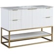 Maklaine Modern / Contemporary Rich White Finish Bathroom Vanity