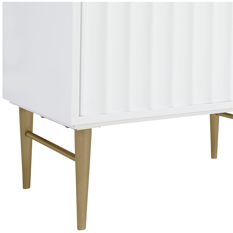 Maklaine Modern / Contemporary Rich White Finish Bathroom Vanity