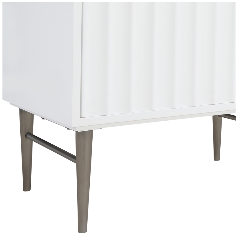 Maklaine Modern / Contemporary Rich White Finish Bathroom Vanity