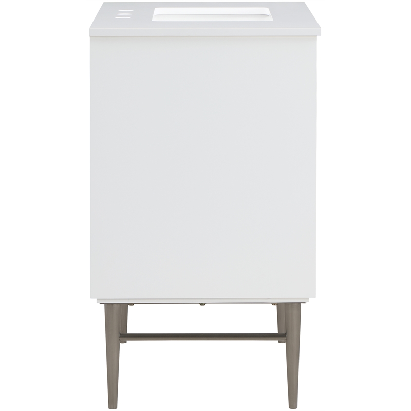 Maklaine Modern / Contemporary Rich White Finish Bathroom Vanity