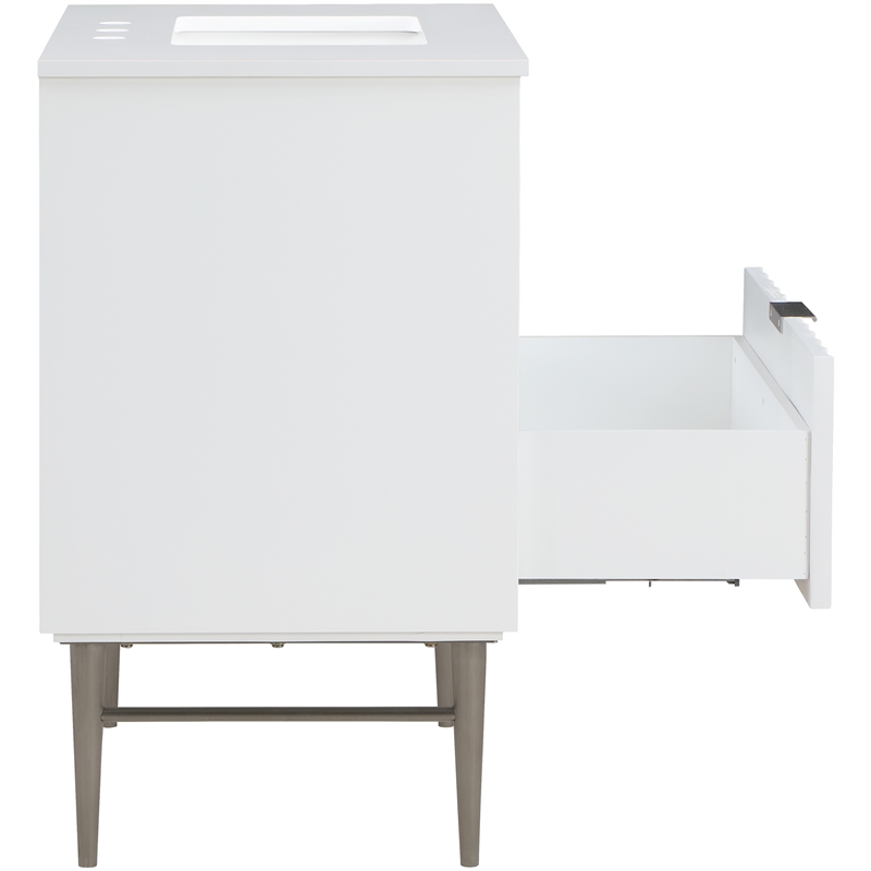 Maklaine Modern / Contemporary Rich White Finish Bathroom Vanity