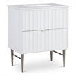 Maklaine Modern / Contemporary Rich White Finish Bathroom Vanity