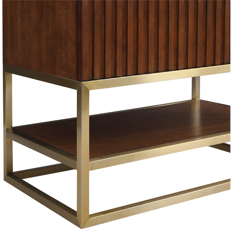 Maklaine Modern / Contemporary RichWalnut Finish Bathroom Vanity