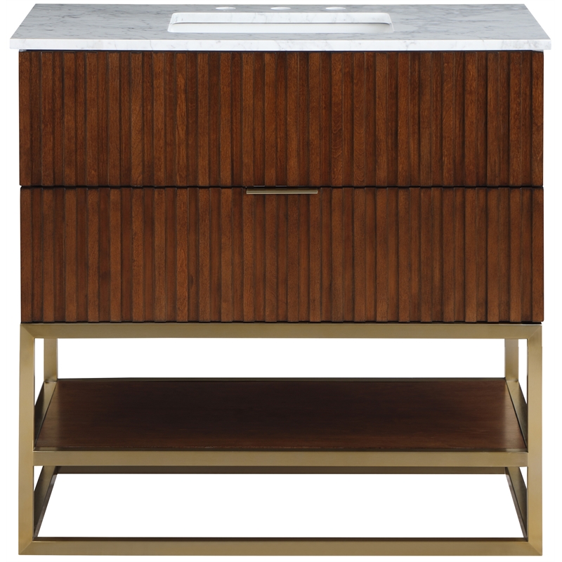 Maklaine Modern / Contemporary RichWalnut Finish Bathroom Vanity