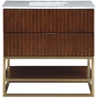 Maklaine Modern / Contemporary RichWalnut Finish Bathroom Vanity