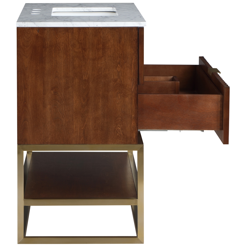Maklaine Modern / Contemporary RichWalnut Finish Bathroom Vanity