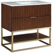 Maklaine Modern / Contemporary RichWalnut Finish Bathroom Vanity