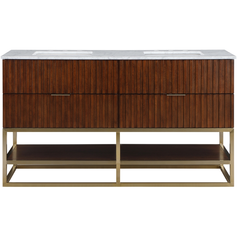 Maklaine Modern / Contemporary RichWalnut Finish Bathroom Vanity