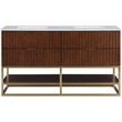 Maklaine Modern / Contemporary RichWalnut Finish Bathroom Vanity