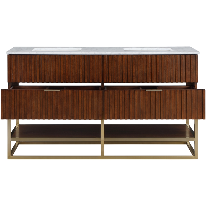 Maklaine Modern / Contemporary RichWalnut Finish Bathroom Vanity