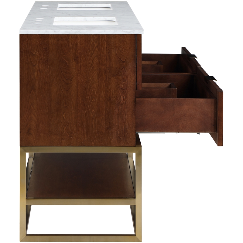 Maklaine Modern / Contemporary RichWalnut Finish Bathroom Vanity