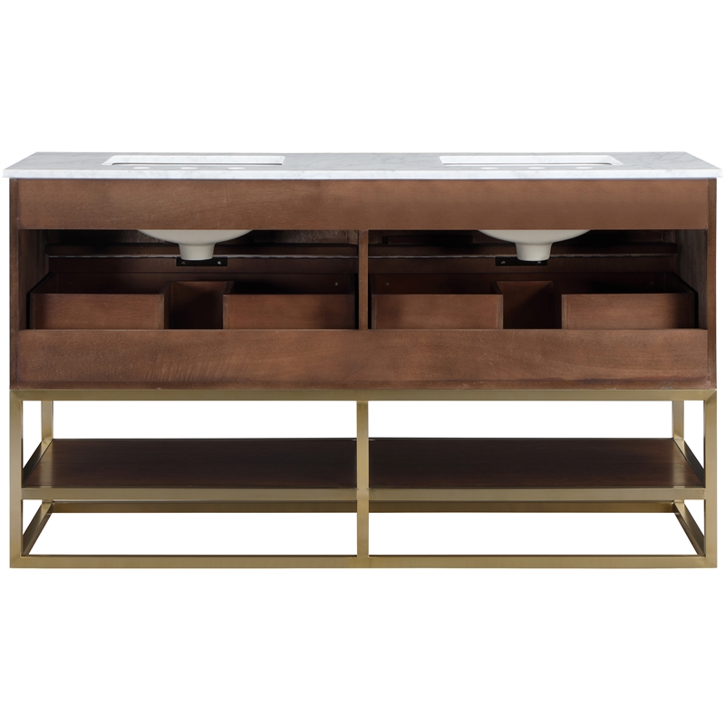 Maklaine Modern / Contemporary RichWalnut Finish Bathroom Vanity