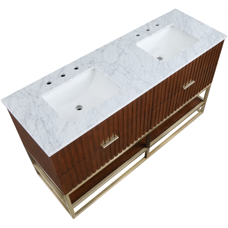 Maklaine Modern / Contemporary RichWalnut Finish Bathroom Vanity